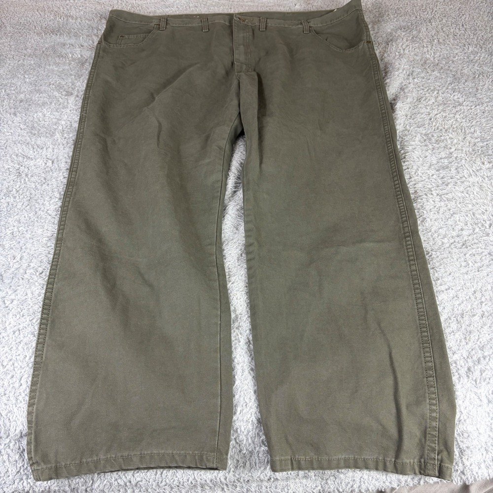 Wrangler Rugged Wear Mens 50x30 Olive Green Cotton Canvas Relaxed Fit Pants 5161